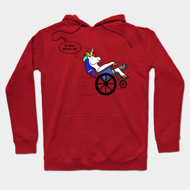 Wheelchair Unicorn - It Was Worth It!! Hoodie by DavinciSMURF